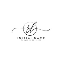 SL Initial handwriting logo with circle template vector.