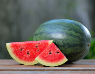  healthy watermelon  on a wooden background