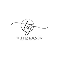 TZ Initial handwriting logo with circle template vector.