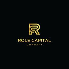 initial letter rc golden logo design concept