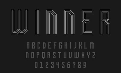 Set of alphabets font letters and numbers modern abstract design with lines vector illustration