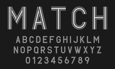 Set of alphabets font letters and numbers modern abstract design with lines vector illustration