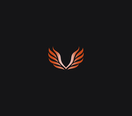 wings logo design element , letter W with wings logo design template 