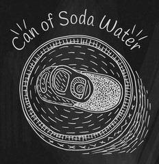 Can of soda water on the chalkboard background - 293710584