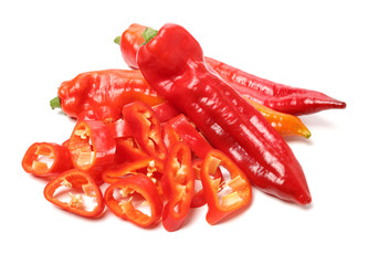 Fresh red pepper on white background