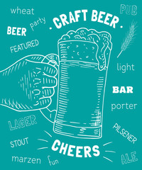 Beautiful poster of the glass of craft beer. Cheers