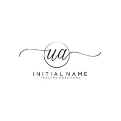 UA Initial handwriting logo with circle template vector.