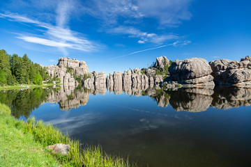 Refelctions of rocks at Sylvan Lake, Custer State Park, South Dakota
