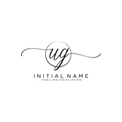 UG Initial handwriting logo with circle template vector.