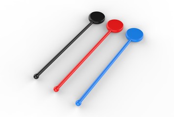 Promotional cocktail stirrer for branding. 3d render illustration.