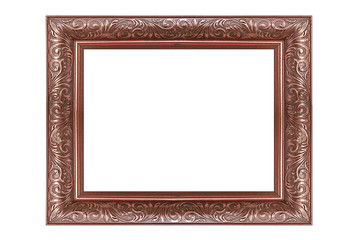vintage pink gold picture and photo frame isolated on white background