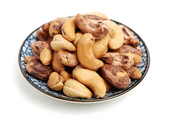 cashew nuts on white background