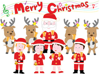 クリスマスコンサートでハンドベルを演奏している