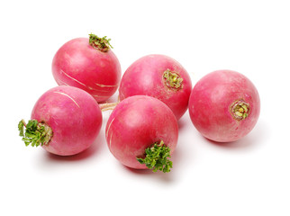 Fresh radishes isolated on white background