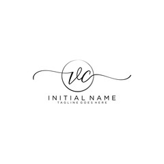 VC Initial handwriting logo with circle template vector.