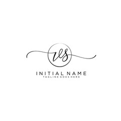 VS Initial handwriting logo with circle template vector.