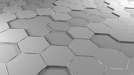 Octagonal surface background of an abstract composition. 3D rendering.