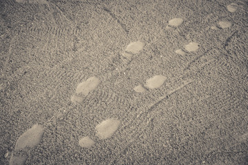 Footprint on sand beach