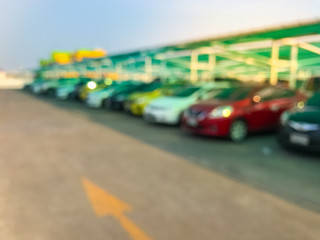 Blurred image of car park at the shopping mall