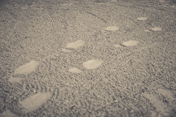 Footprint on sand beach