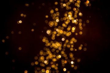 Defocus bokeh glitter gold vintage lights dark