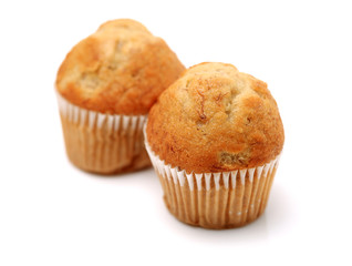 cup shape sponge cake on white background