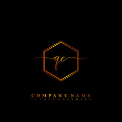 Fototapeta na wymiar QE Initial luxury handwriting logo vector