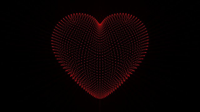 red heart dots on black background