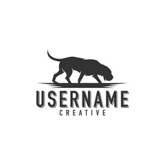 Bloodhound sniffing logo design vector - obrazy, fototapety, plakaty