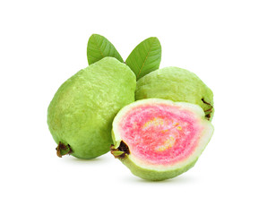 Fresh guava fruit on white background