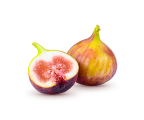 Fresh figs and dried figs isolated on white background.