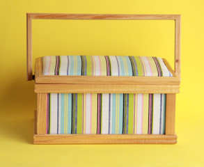 sewing box on colorful background