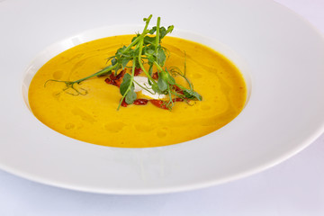 Potato soup mashed with mushrooms