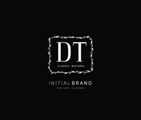 D T DT Beauty vector initial logo, handwriting logo of initial signature, wedding, fashion, jewerly, boutique, floral and botanical with creative template for any company or business.