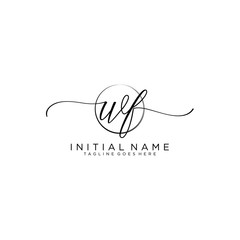WF Initial handwriting logo with circle template vector.