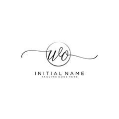 WO Initial handwriting logo with circle template vector.