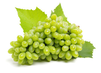 Green grapes on white background