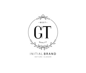 G T GT Beauty vector initial logo, handwriting logo of initial signature, wedding, fashion, jewerly, boutique, floral and botanical with creative template for any company or business.
