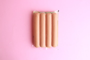 delicious sausages packed in plastic
