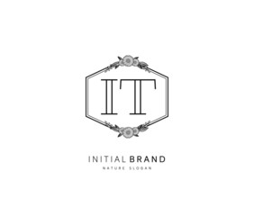 I T IT Beauty vector initial logo, handwriting logo of initial signature, wedding, fashion, jewerly, boutique, floral and botanical with creative template for any company or business.