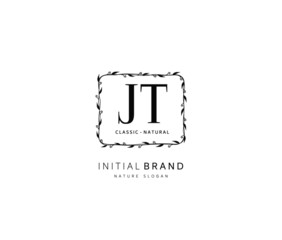 J T JT Beauty vector initial logo, handwriting logo of initial signature, wedding, fashion, jewerly, boutique, floral and botanical with creative template for any company or business.