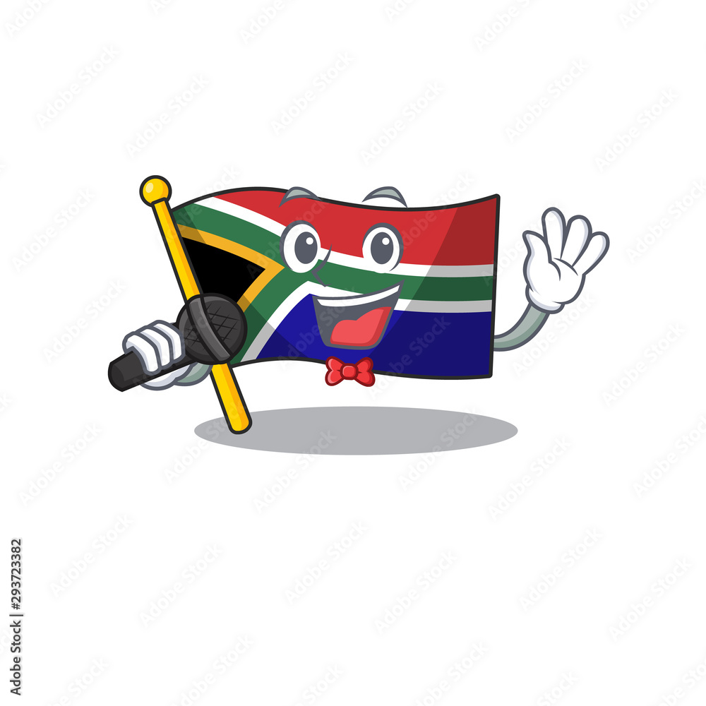 Canvas Prints Singing flag south africa isolated with mascot