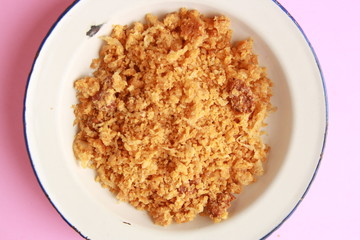 Las migas is a typical Spanish dish made with crumbs, onions and chorizo