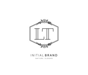 L T LT Beauty vector initial logo, handwriting logo of initial signature, wedding, fashion, jewerly, boutique, floral and botanical with creative template for any company or business.
