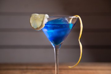 blue lagoon cocktail in glass
