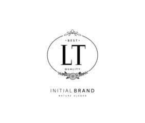 L T LT Beauty vector initial logo, handwriting logo of initial signature, wedding, fashion, jewerly, boutique, floral and botanical with creative template for any company or business.