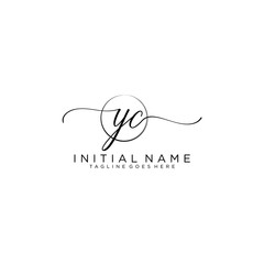 YC Initial handwriting logo with circle template vector.