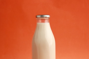glass bottle with delicious milk..