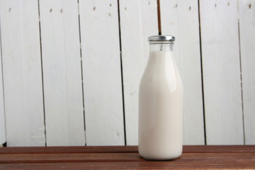 glass bottle with delicious milk..