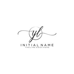 YL Initial handwriting logo with circle template vector.